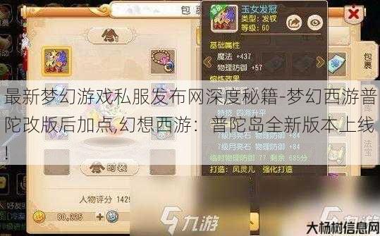最新梦幻游戏私服发布网深度秘籍-梦幻西游普陀改版后加点,幻想西游：普陀岛全新版本上线! 第1张