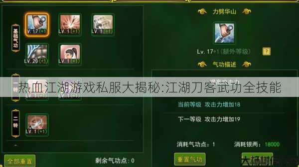 热血江湖游戏私服大揭秘:江湖刀客武功全技能