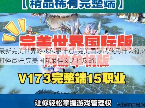 最新完美世界游戏私服计划_完美国际武侠用什么符文打怪最好,完美国际最佳文选择攻略! 第1张