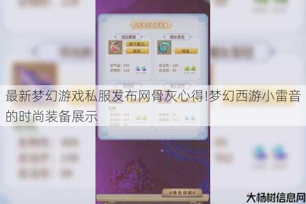 最新梦幻游戏私服发布网骨灰心得!梦幻西游小雷音的时尚装备展示 第1张