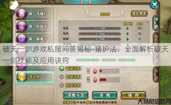 破天一剑游戏私服问答揭秘-猪护法：全面解析破天一剑技能及应用诀窍 第1张
