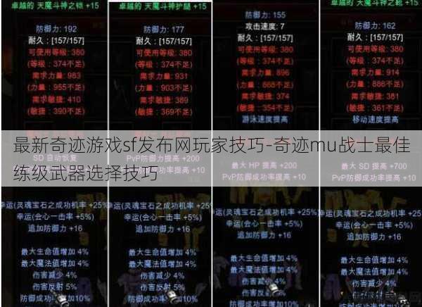 最新奇迹游戏sf发布网玩家技巧-奇迹mu战士最佳练级武器选择技巧 第1张 最新奇迹游戏sf发布网玩家技巧-奇迹mu战士最佳练级武器选择技巧 第1张