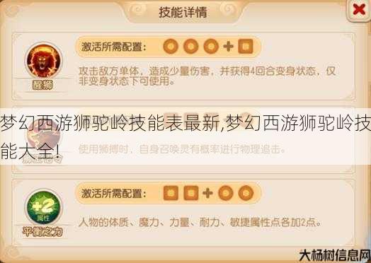 梦幻西游狮驼岭技能表最新,梦幻西游狮驼岭技能大全! 第1张 梦幻西游狮驼岭技能表最新,梦幻西游狮驼岭技能大全! 第1张