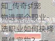 最新传奇游戏私服发布网新手须知_传奇sf宠物选哪个职业-选职业如何抉择最佳宠物？——传奇sf宠物怎么选最合适职业