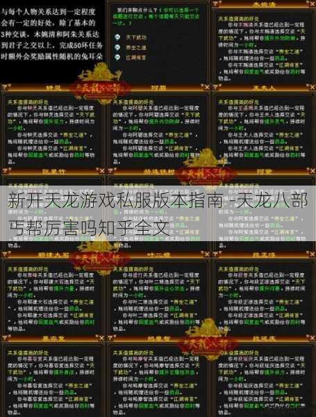 新开天龙游戏私服版本指南 -天龙八部丐帮厉害吗知乎全文 第1张