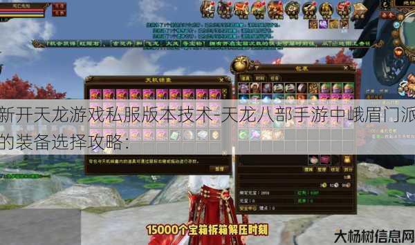 新开天龙游戏私服版本技术-天龙八部手游中峨眉门派的装备选择攻略： 第1张