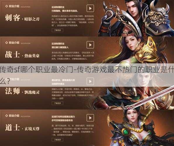 传奇sf哪个职业最冷门-传奇游戏最不热门的职业是什么？