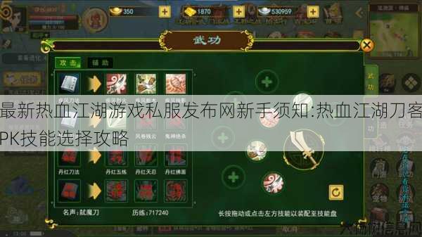 最新热血江湖游戏私服发布网新手须知:热血江湖刀客PK技能选择攻略