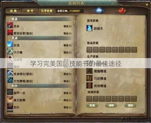 学习完美国际技能书的最佳途径 第1张