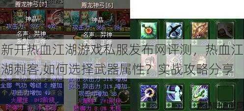 新开热血江湖游戏私服发布网评测，热血江湖刺客,如何选择武器属性？实战攻略分享 第1张