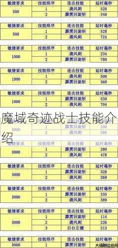 魔域奇迹战士技能介绍 第1张