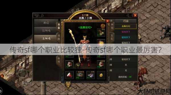 传奇sf哪个职业比较独-传奇sf哪个职业最厉害？
