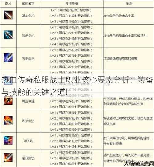 热血传奇私服战土职业核心要素分析：装备与技能的关键之道!