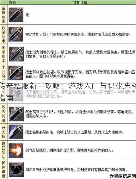 传奇私服新手攻略：游戏入门与职业选择指南! 第2张