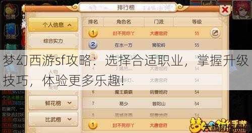 梦幻西游sf攻略：选择合适职业，掌握升级技巧，体验更多乐趣! 第1张