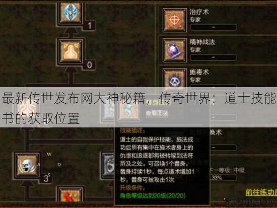 最新传世发布网大神秘籍，传奇世界：道士技能书的获取位置 第2张