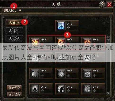 最新传奇发布网问答揭秘:传奇sf各职业加点图片大全-传奇sf职业加点全攻略