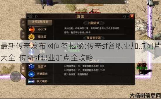 最新传奇发布网问答揭秘:传奇sf各职业加点图片大全-传奇sf职业加点全攻略