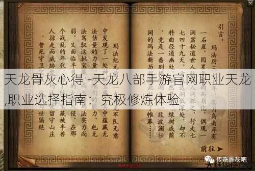 天龙骨灰心得 -天龙八部手游官网职业天龙,职业选择指南：究极修炼体验 第2张
