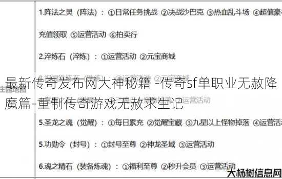 最新传奇发布网大神秘籍 -传奇sf单职业无赦降魔篇-重制传奇游戏无赦求生记 第1张