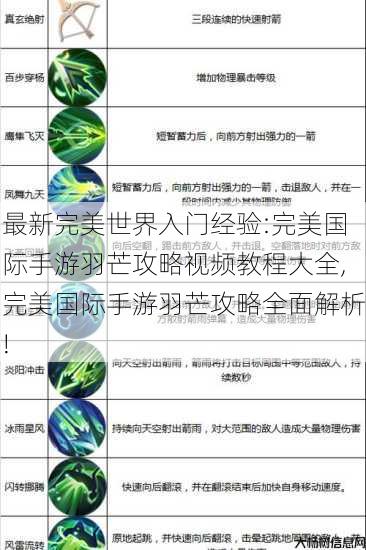 最新完美世界入门经验:完美国际手游羽芒攻略视频教程大全,完美国际手游羽芒攻略全面解析! 第3张