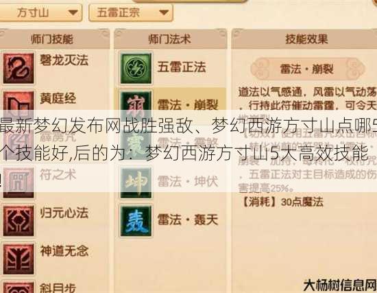 最新梦幻发布网战胜强敌、梦幻西游方寸山点哪5个技能好,后的为：梦幻西游方寸山5大高效技能! 第1张