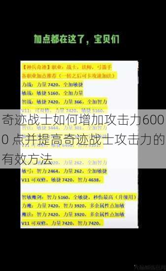 奇迹战士如何增加攻击力6000 点并提高奇迹战士攻击力的有效方法 第1张 奇迹战士如何增加攻击力6000 点并提高奇迹战士攻击力的有效方法 第1张