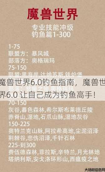 魔兽世界6.0钓鱼指南,魔兽世界6.0 让自己成为钓鱼高手! 第2张 魔兽世界6.0钓鱼指南,魔兽世界6.0 让自己成为钓鱼高手! 第2张