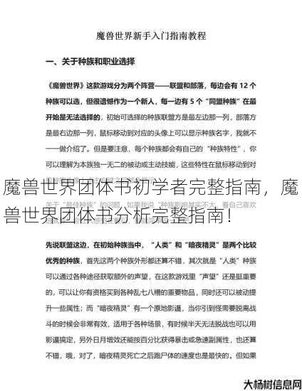 魔兽世界团体书初学者完整指南，魔兽世界团体书分析完整指南！ 第1张
