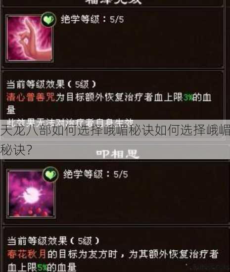 天龙八部如何选择峨嵋秘诀如何选择峨嵋秘诀？ 第1张