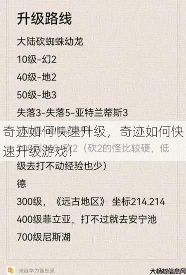 奇迹如何快速升级，奇迹如何快速升级游戏！ 第1张