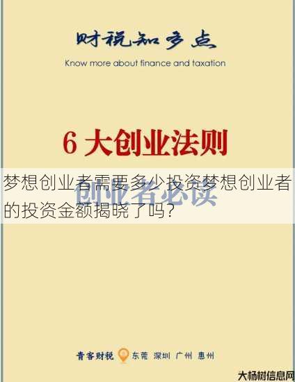 梦想创业者需要多少投资梦想创业者的投资金额揭晓了吗？