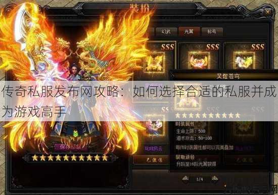 传奇私服发布网攻略:如何选择合适的私服并成为游戏高手 第3张 传奇私服发布网攻略:如何选择合适的私服并成为游戏高手 第3张