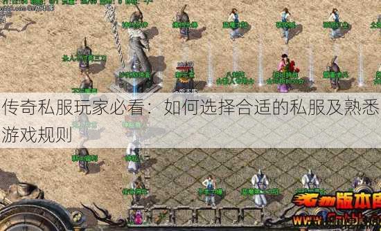 传奇私服玩家必看：如何选择合适的私服及熟悉游戏规则