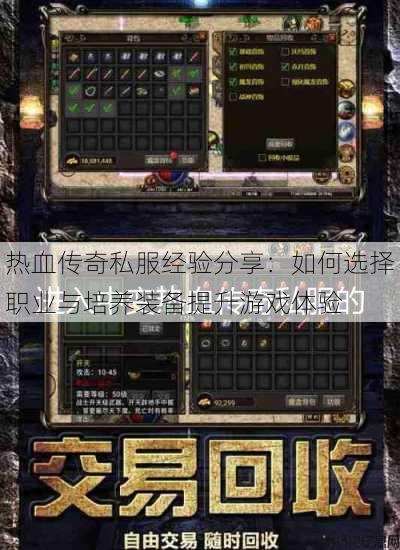 热血传奇私服经验分享：如何选择职业与培养装备提升游戏体验