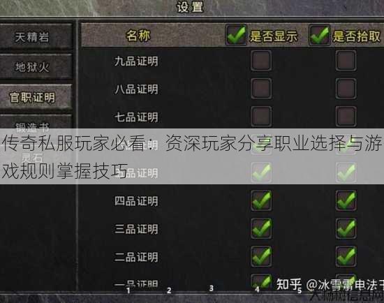 传奇私服玩家必看：资深玩家分享职业选择与游戏规则掌握技巧 第3张