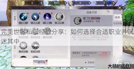 完美世界私服经验分享:如何选择合适职业并沉迷其中 第3张 完美世界私服经验分享:如何选择合适职业并沉迷其中 第3张
