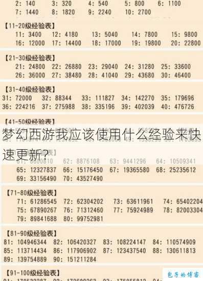 梦幻西游我应该使用什么经验来快速更新？ 第1张