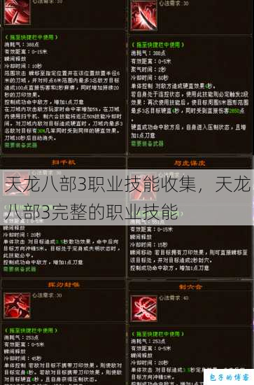 天龙八部3职业技能收集，天龙八部3完整的职业技能 第1张
