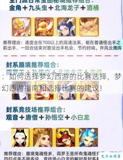 ：如何选择梦幻西游的比赛选择，梦幻西游指南和选择比赛的建议！ 第1张