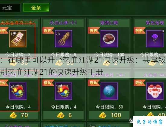 ：在哪里可以升至热血江湖21快速升级：共享级别热血江湖21的快速升级手册 第1张