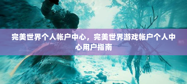 完美世界个人帐户中心，完美世界游戏帐户个人中心用户指南 第2张