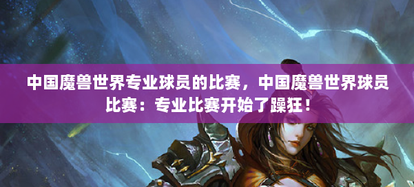 中国魔兽世界专业球员的比赛,中国魔兽世界球员比赛:专业比赛开始了躁狂! 第2张 中国魔兽世界专业球员的比赛,中国魔兽世界球员比赛:专业比赛开始了躁狂! 第2张