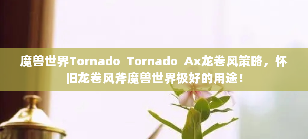 魔兽世界Tornado Tornado Ax龙卷风策略，怀旧龙卷风斧魔兽世界极好的用途！ 第1张