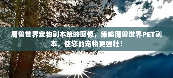 魔兽世界宠物副本策略图像,策略魔兽世界PET副本,使您的宠物更强壮! 第2张 魔兽世界宠物副本策略图像,策略魔兽世界PET副本,使您的宠物更强壮! 第2张