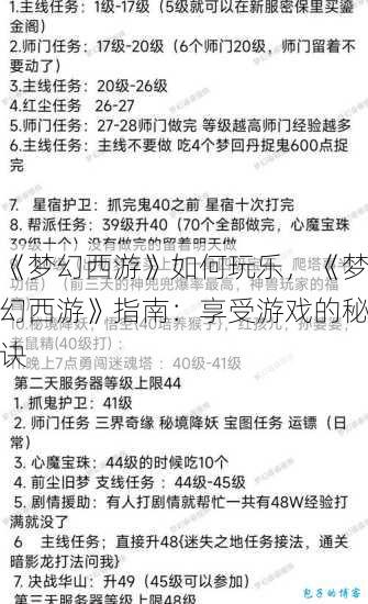 《梦幻西游》如何玩乐，《梦幻西游》指南：享受游戏的秘诀 第1张